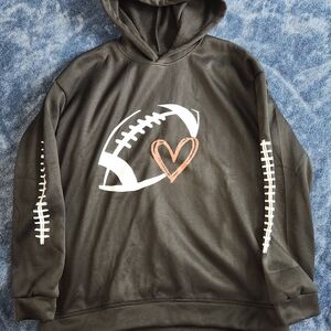 Black Football Heart Hoodie